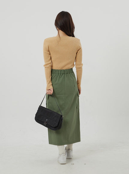 Ribbed Knit V-Neck Top OJ325