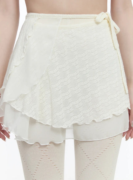 Lace Wrap Mini Skirt CA503