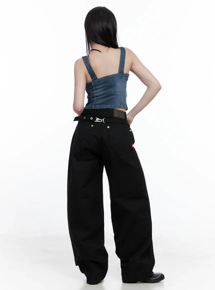 Low-Rise Back Detail Wide Pants CS525
