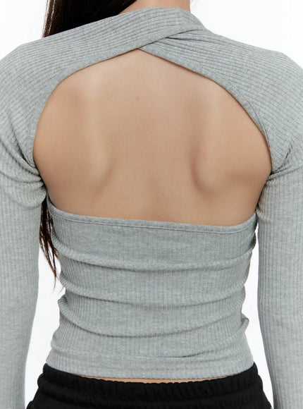 Ribbed Halter Top Bolero Set CS517