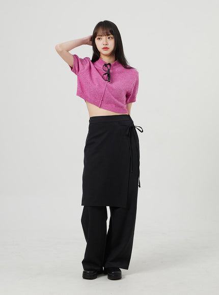 Wrapped Skirt Wide Leg Pants OF324