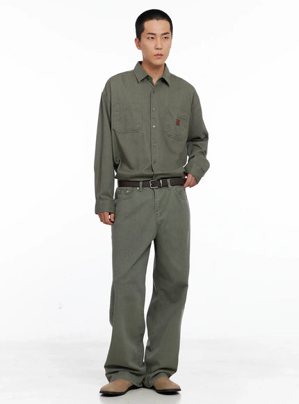 Men's Cozy Cotton Button-Up Shirt IG529