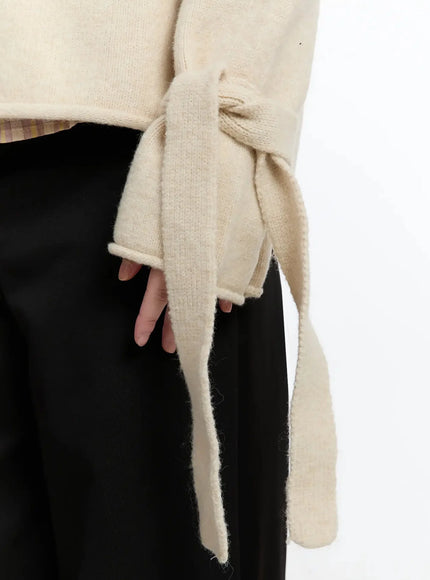Ribbon Sleeve Knit Sweater IM513