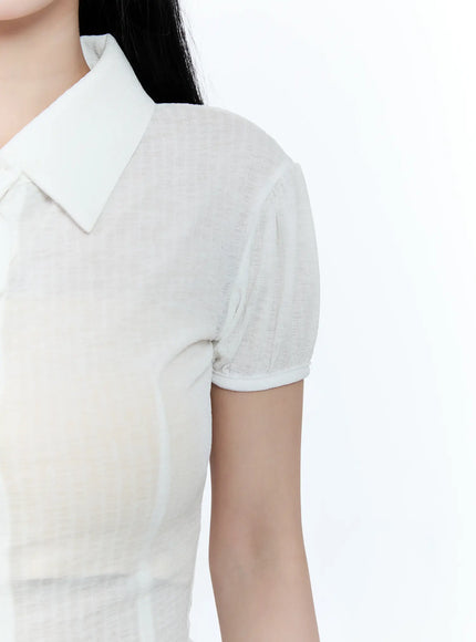 collared-puff-sleeve-button-down-blouse-cl530