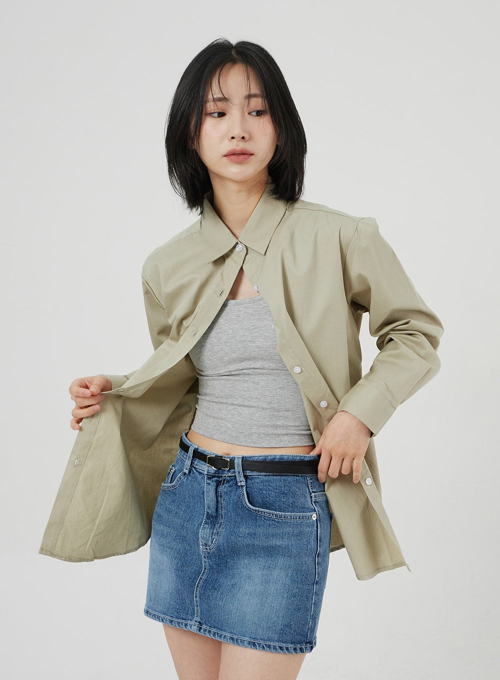 Mid-Rise Denim Mini Skirt OM303