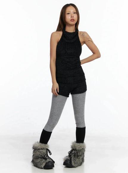 Textured Knit Turtleneck Top IN528