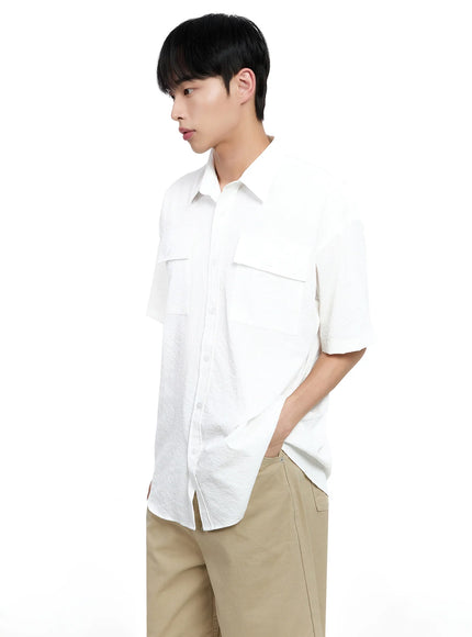 Men's Casual Crinkle Texture Shirt IG520