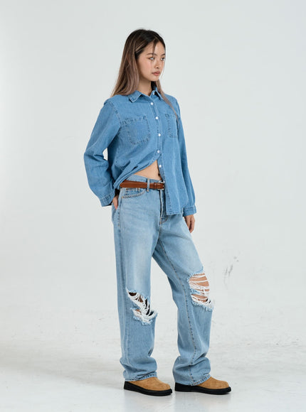 Ripped Maxi Denim Pants Unisex CO14