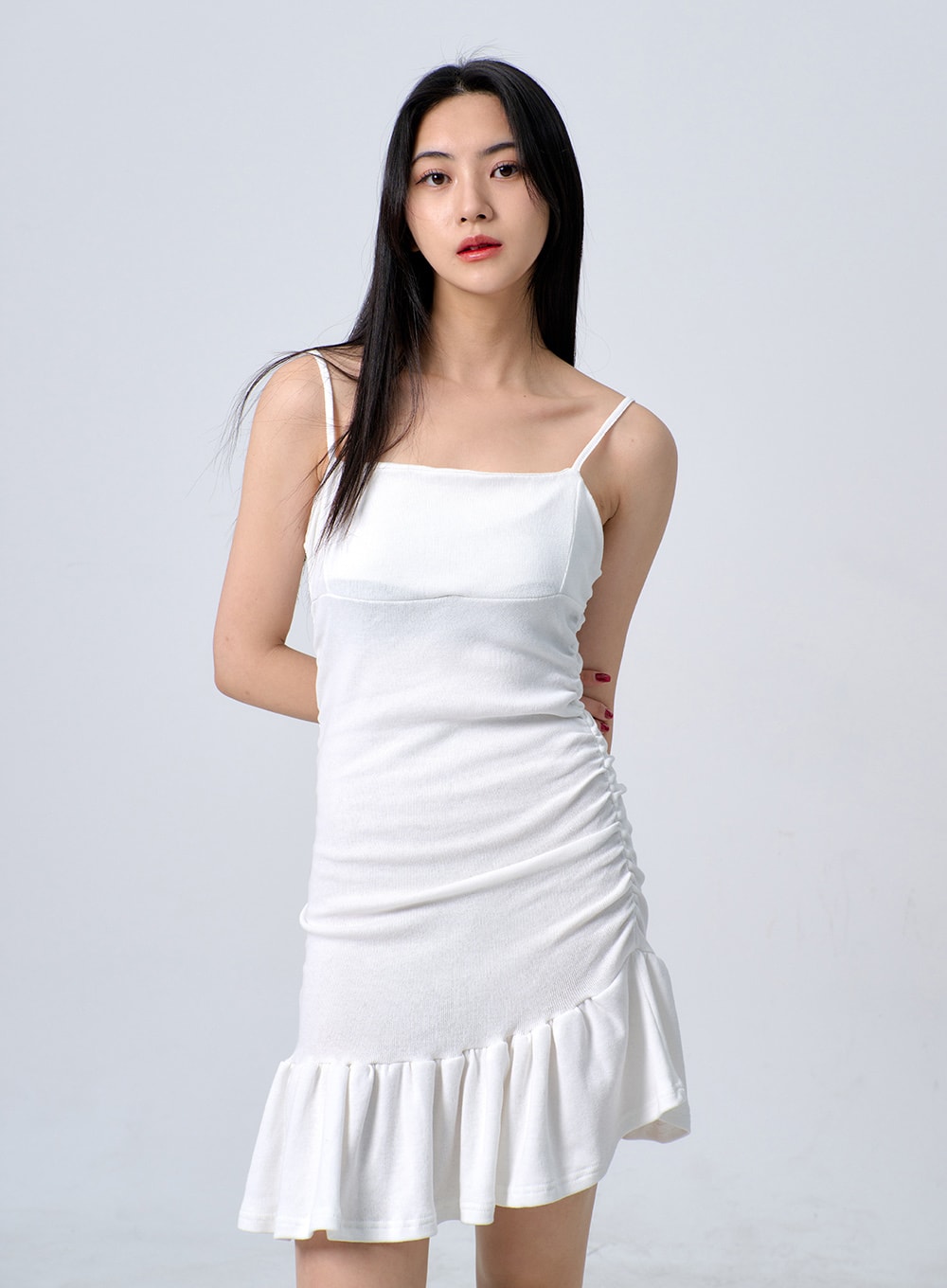 Thin Strap Frill Mini Dress BJ331