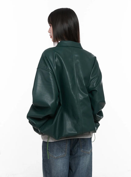 Oversized Faux-Leather Jacket CN511