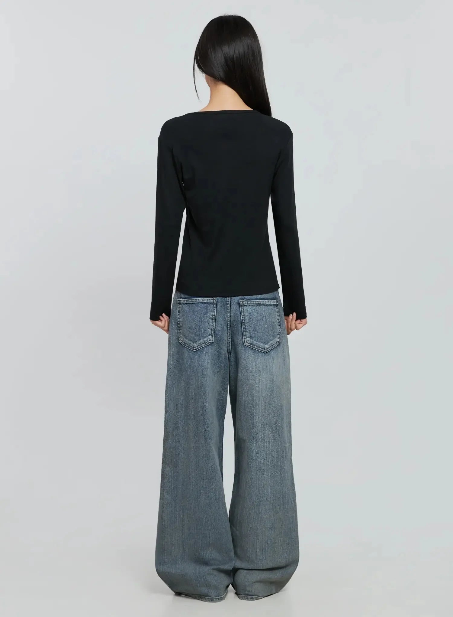 Amora Vintage Washed Wide-leg Jeans IO530