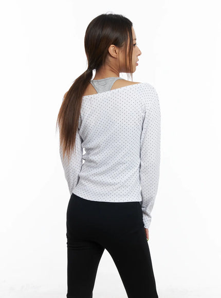 ribbed-polka-dot-v-neck-cardigan-cm525