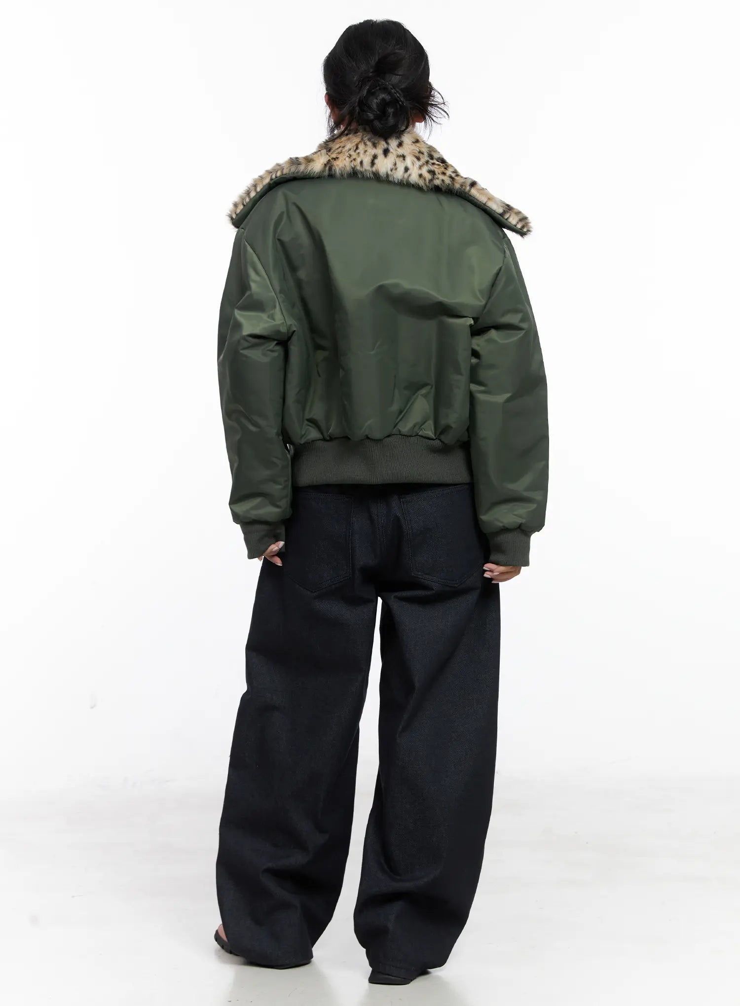 Cozy Faux Fur Collar Bomber Jacket CN514