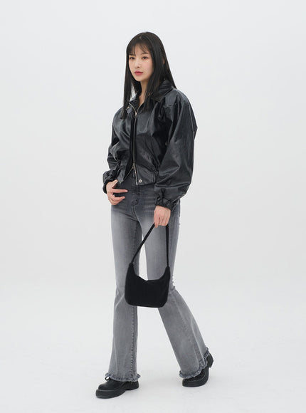 Faux Leather Crop Jacket J19