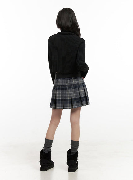 checkered-pleated-mini-skirt-in427