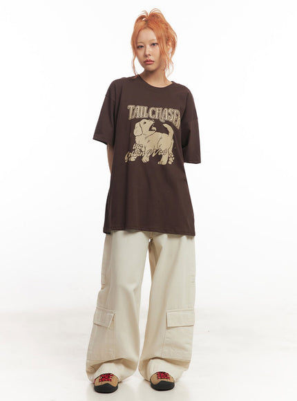 Golden Pup Graphic Oversize T-Shirt IM528