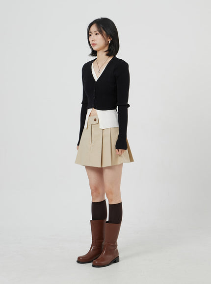 High Waist Pleated Mini Skirt OM306