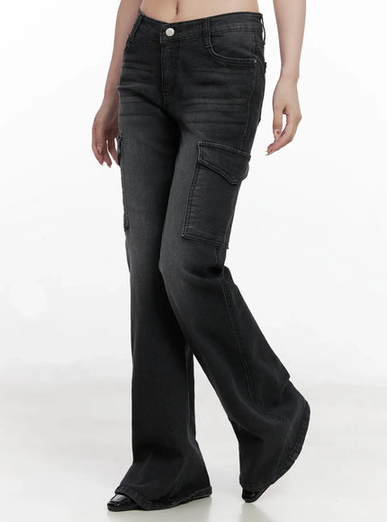 seowon-black-cargo-low-rise-bootcut-jeans-in514