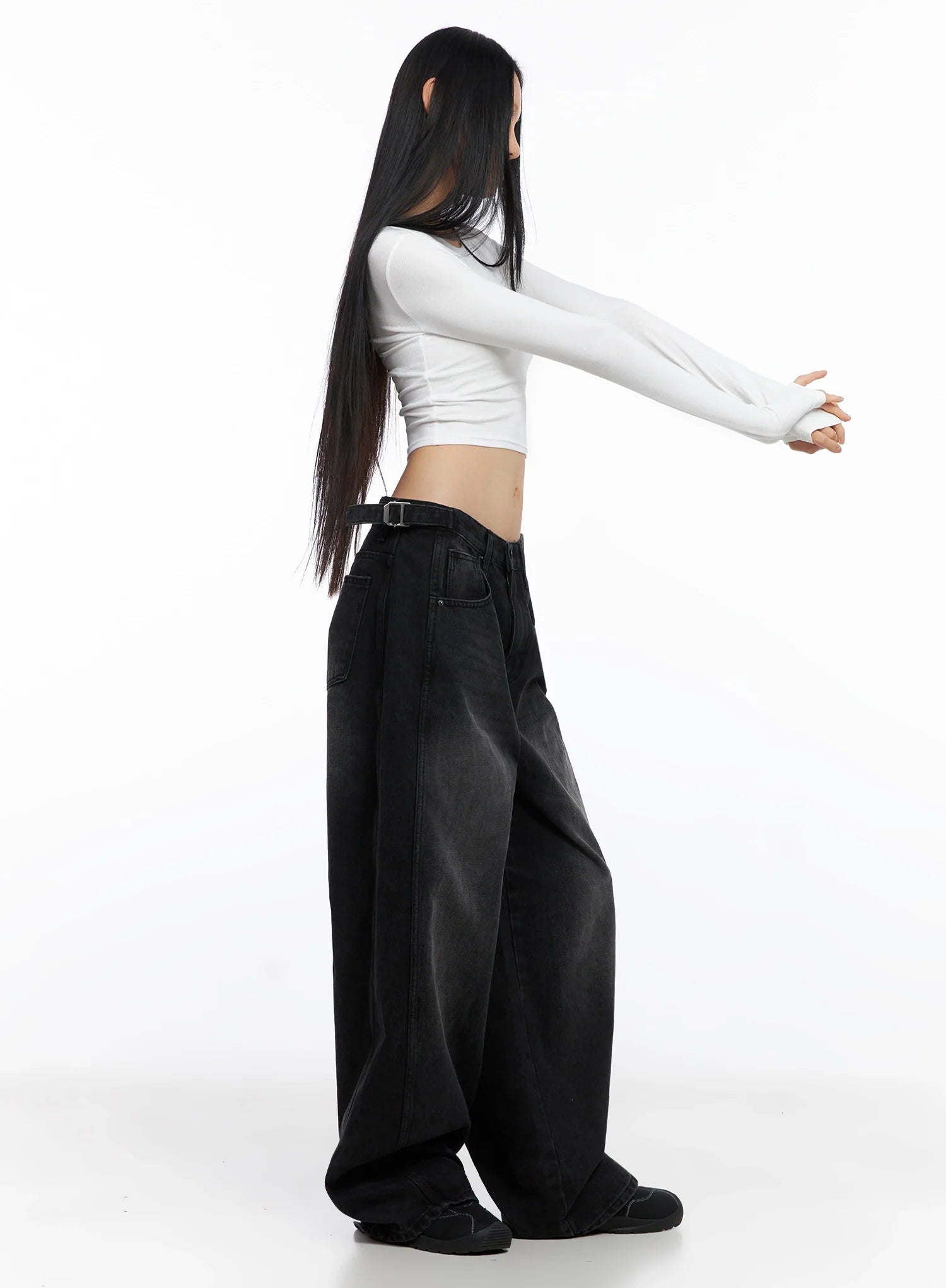 Ribbed Long Sleeve Crop Top IO517