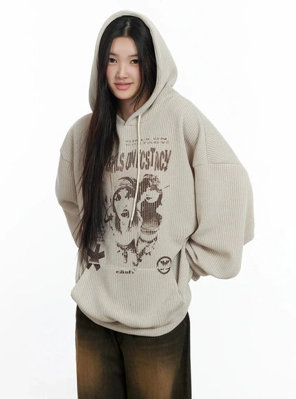 Ribbed Graphic Knit Hoodie IM502