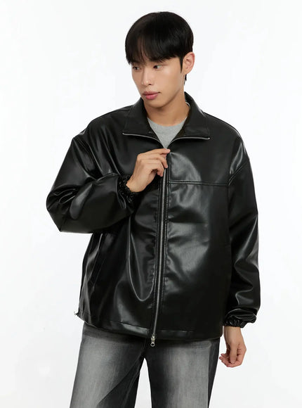 Men's Oversized Faux Leather Jacket IN506