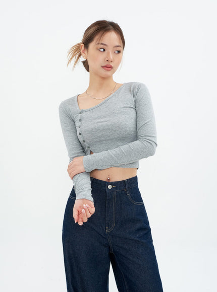 Cropped Cardigan with Diagonal Buttons CM22