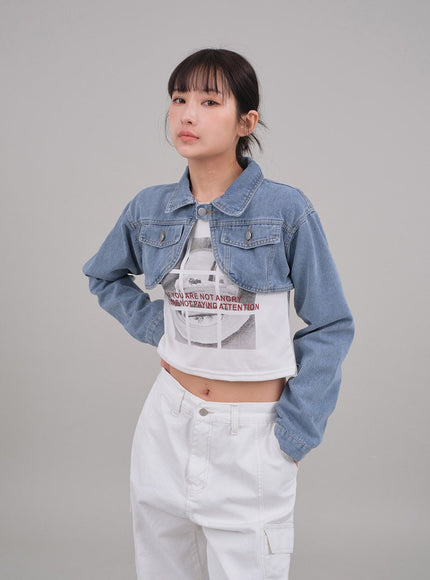 Denim Cropped Bolero Jacket C2701