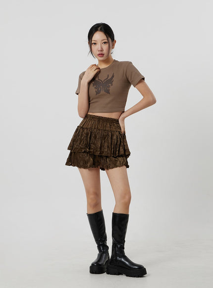 Layered Ruched Mini Skirt CF301