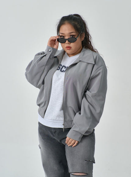 Plus Two Color V-Neck Sweatshirt IF317