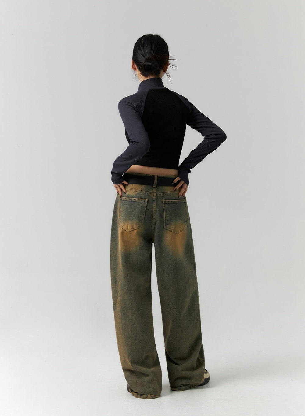 Brown Wash Jeans CS318 Korean Women's Fashion LEWKIN – LEWKIN