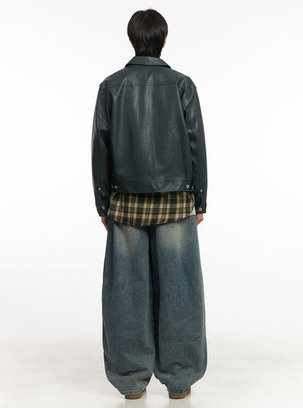 mens-faux-leather-collared-trucker-jacket-ia511