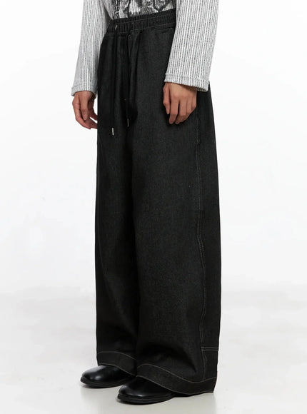 Men's Dark Denim Wide Pants IO516
