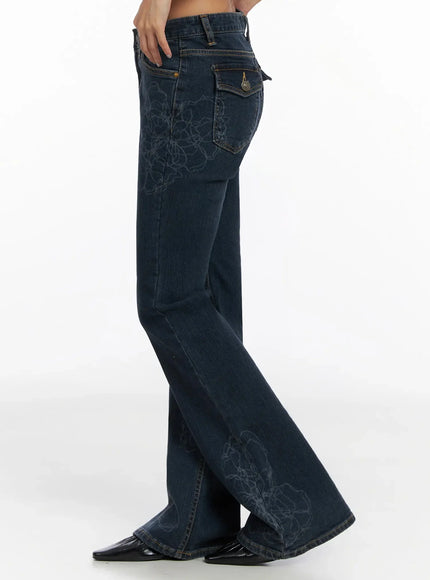 Amari Floral Embriodered Bootcut Jeans IN528