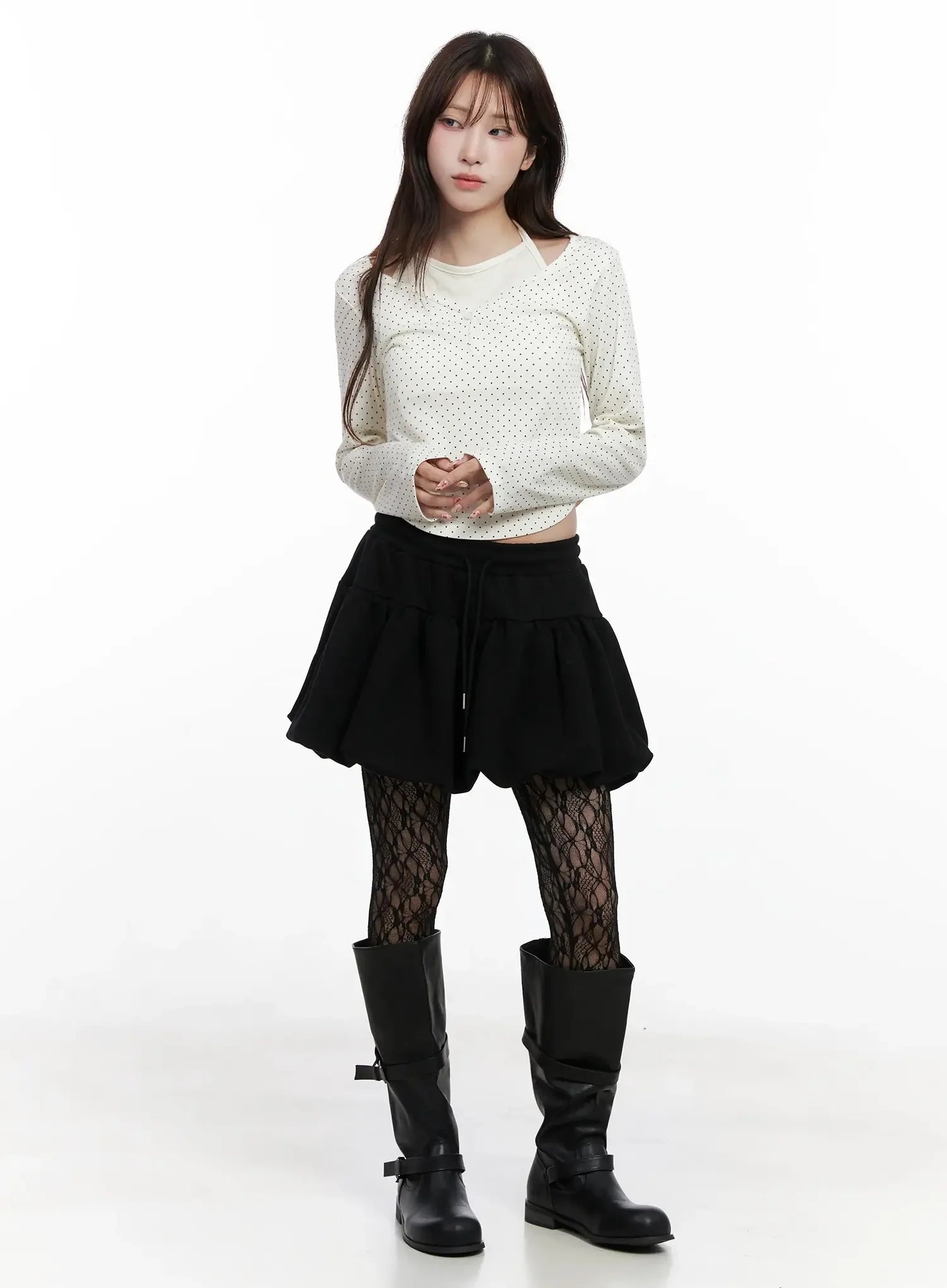 Polka Dot Layered Halter Top IN525