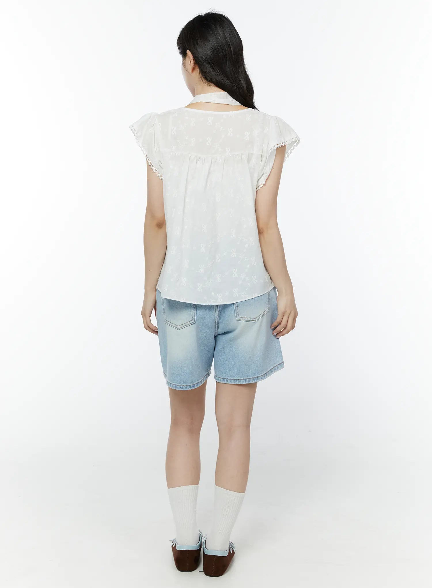 embroidered-ribbon-blouse-and-skinny-scarf-set-iy511