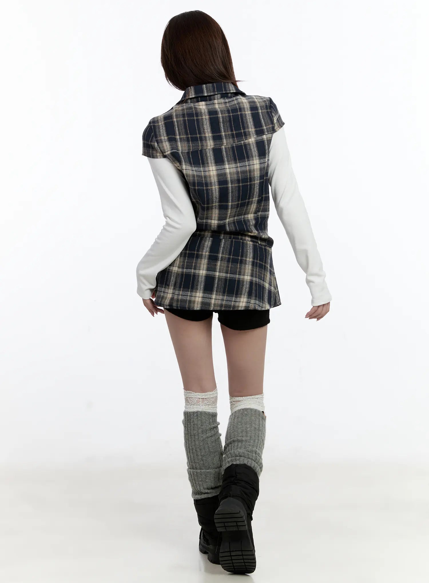 plaid-short-sleeve-mini-dress-cn525