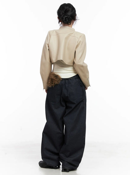 Cropped Faux Leather Jacket CN514