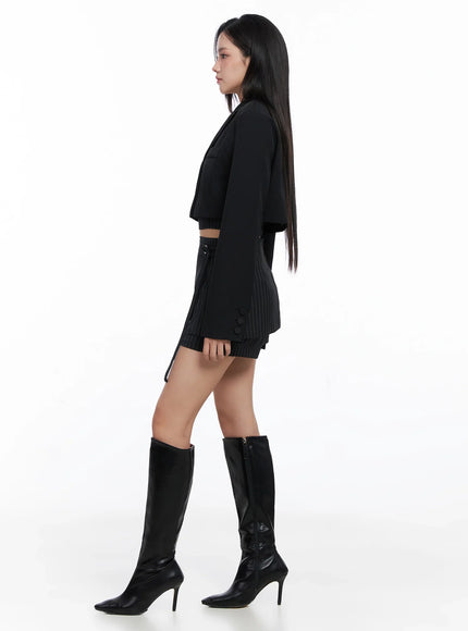 Modern Pinstripe Cropped Blazer IS525