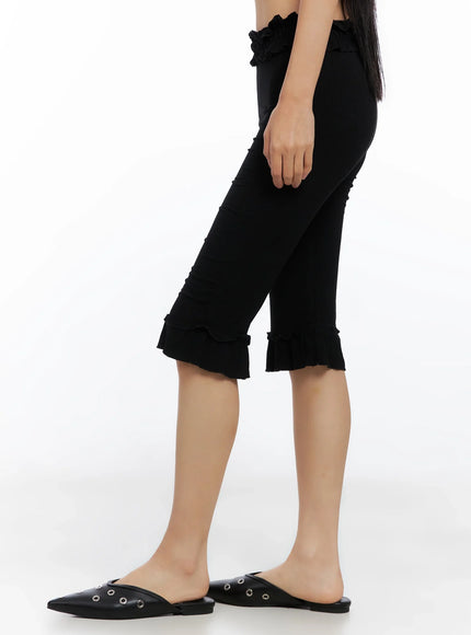 Frill Ribbed Crop Leggings IO516