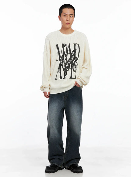 Men's Relaxed-Fit Washed Jeans IS509