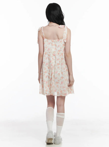 Chiffon Floral Tie Strap Mini Dress CA509