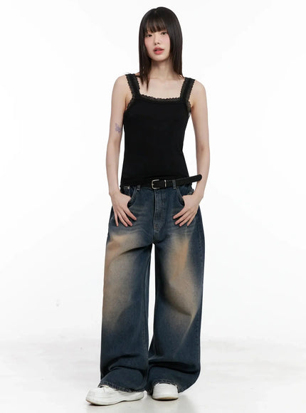 Solji Acid Washed Wide-Leg Jeans IL531