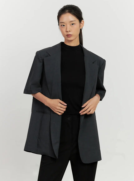 Short-Sleeve Blazer Jacket IL528