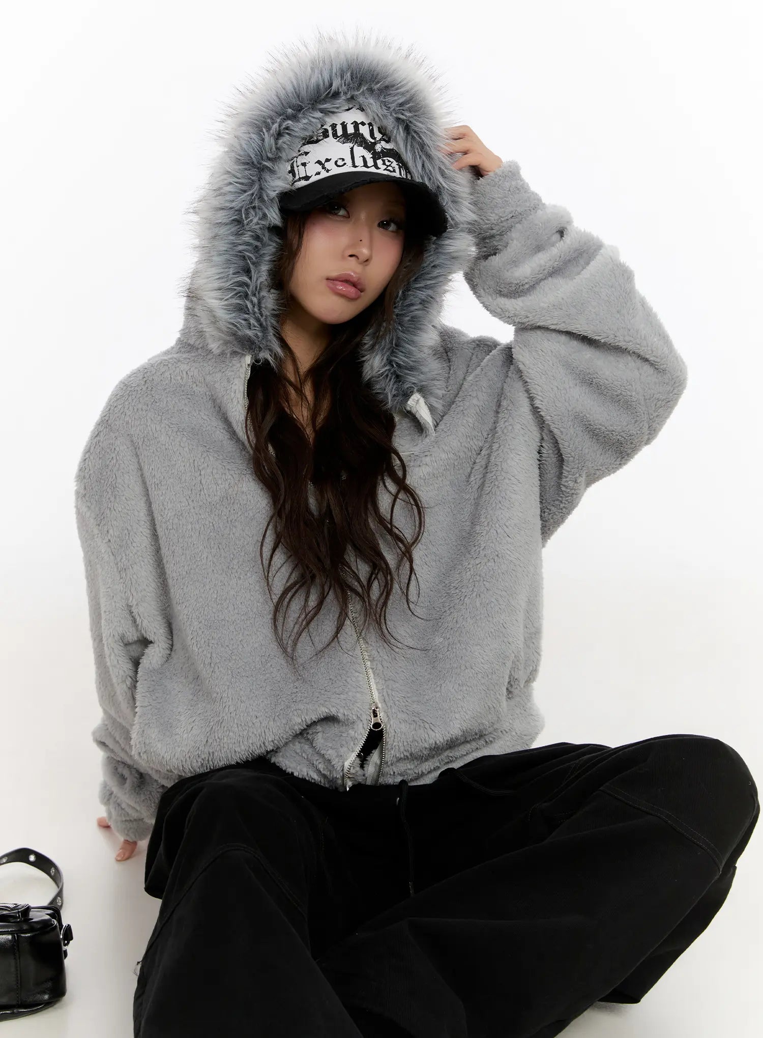 Faux Fur Fleece Zip-Up Hoodie CN527