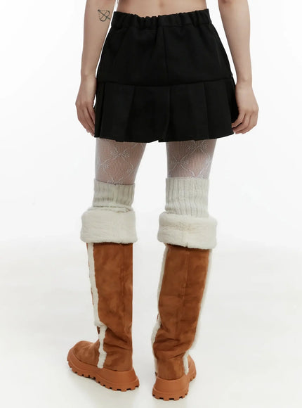Fleece Pleated Mini Skirt IJ516