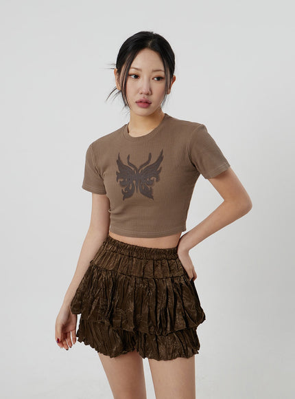 Layered Ruched Mini Skirt CF301