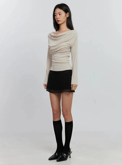 Sheer Chiffon Mini Skirt IS516