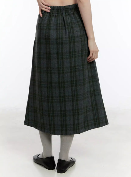 Plaid A-Line Midi Skirt ID526