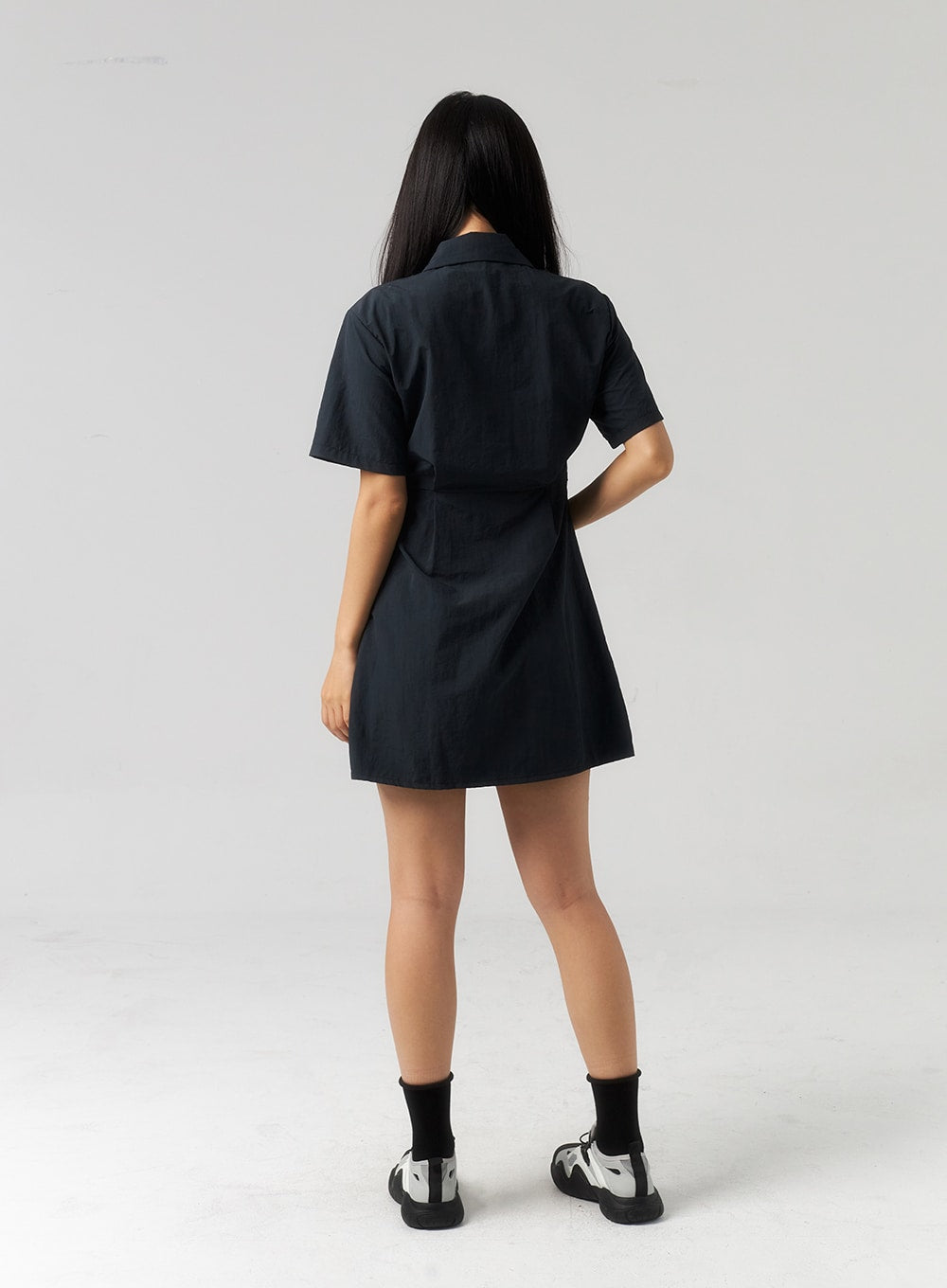 nylon-mini-shirt-dress-cu329