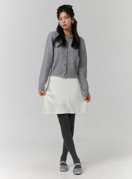 a-line-satin-mini-skirt-oj422 / Light beige